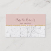 Carte De Visite Blush Rose Gold & Marbre blanc Salon de beauté mod (Devant)