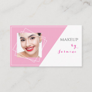 Carte De Visite Blush Rose Gris Blanc Géométrique Maquillage Phot