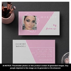 Carte De Visite Blush Rose Gris Blanc Géométrique Maquillage Phot