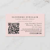 Carte De Visite Blush Rose Logo Script QR Code Photo Cils (Dos)