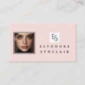 Carte De Visite Blush Rose Logo Script QR Code Photo Cils (Devant)