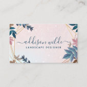 Carte De Visite Blush Rose Marine Botanique Feuilles géométriques (Devant)