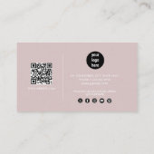 Carte De Visite Blush rose moderne Script QR Code Médias sociaux (Dos)