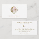 Carte De Visite Blush Rose Monogramme Aquarelle Céleste Doré (Devant / Derrière)