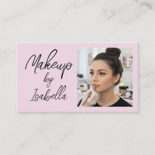 Carte De Visite Blush Rose Noir Écriture Photo Maquillage 