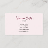 Carte De Visite Blush Rose Noir Écriture Photo Maquillage (Dos)