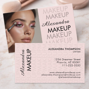 Carte De Visite Blush Rose Noir Écriture Photo Maquillage Entrepri