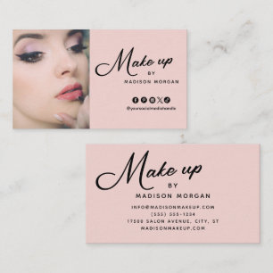 Carte De Visite Blush Rose Noir Maquillage Photo Script Retro