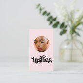 Carte De Visite Blush Rose Noir Script Photo Lash Tech (Debout devant)