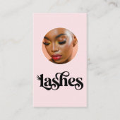 Carte De Visite Blush Rose Noir Script Photo Lash Tech (Devant)