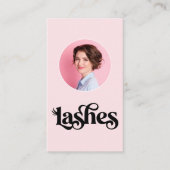 Carte De Visite Blush Rose Noir Script Photo Lash Tech (Devant)
