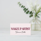 Carte De Visite Blush Rose Noir Script Photo Maquillage Mini (Debout devant)