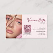 Carte De Visite Blush Rose Noir Script Photo Maquillage Mini (Dos)