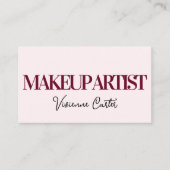 Carte De Visite Blush Rose Noir Script Photo Maquillage Mini (Devant)