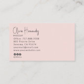 Carte De Visite Blush Rose Noir Script Photo Maquilleuse (Dos)