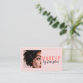 Carte De Visite Blush Rose Noir Script Photo Maquilleuse (Debout devant)