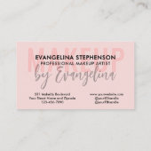 Carte De Visite Blush Rose Noir Script Photo Maquilleuse (Dos)