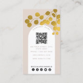 Carte De Visite Blush rose or Feuille moderne Arch QR Code (Dos)