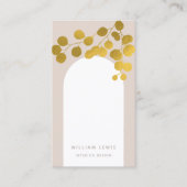 Carte De Visite Blush rose or Feuille moderne Arch QR Code (Devant)
