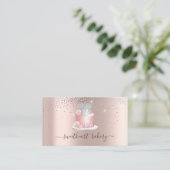 Carte De Visite Blush Rose Parties scintillant Foil Cake boulanger (Debout devant)