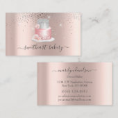 Carte De Visite Blush Rose Parties scintillant Foil Cake boulanger (Devant / Derrière)