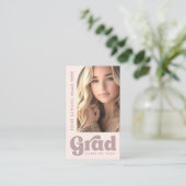 Carte De Visite Blush rose rétro étudiante graduée photo (Debout devant)