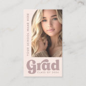 Carte De Visite Blush rose rétro étudiante graduée photo (Devant)