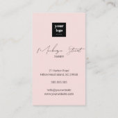 Carte De Visite Blush Rose Script Icône Réseau Social Code QR Phot (Dos)