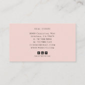 Carte De Visite Blush Rose Script Monogramme Nom Immobilier (Dos)