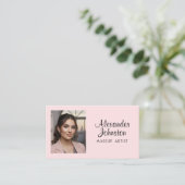 Carte De Visite Blush Rose Script Photo Maquilleuse Chic (Debout devant)