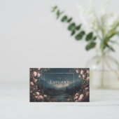 Carte De Visite Blush Rose Twilight Mountain Crescent Moon (Debout devant)