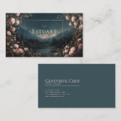 Carte De Visite Blush Rose Twilight Mountain Crescent Moon (Devant / Derrière)