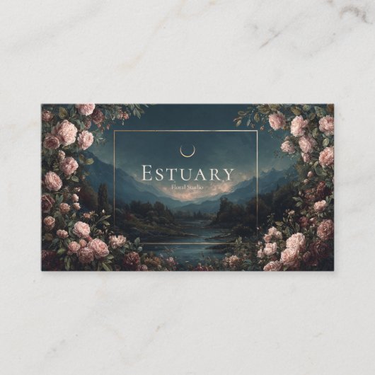 Carte De Visite Blush Rose Twilight Mountain Crescent Moon (Devant)