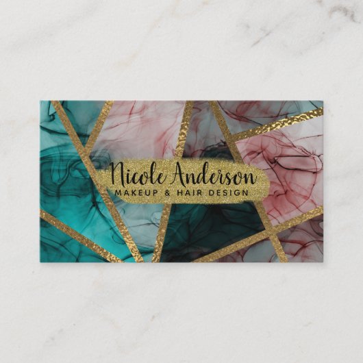 Carte De Visite Blush sarcelle et or rust chic glamour moderne (Devant)