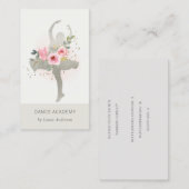 Carte De Visite Blush Silver Floral Girl Dance Academy Logo (Devant / Derrière)