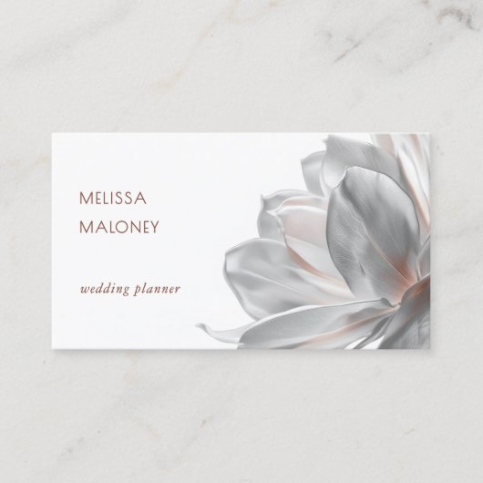 Carte De Visite Blush Silver Magnolia White Business Card (Devant)