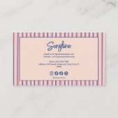 Carte De Visite Blush Stripe Boutique Monogramme (Dos)