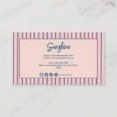 Carte De Visite Blush Stripe Monogram Boutique Business (Dos)