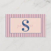 Carte De Visite Blush Stripe Monogram Boutique Business (Devant)