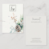 Carte De Visite Blush Winter Berries Logo Porte-Collier (Devant / Derrière)