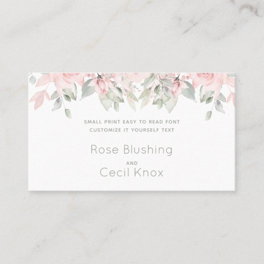 Carte De Visite Blushing Roses 2 Mariages Customisez-Vous (Devant)