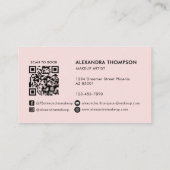 Carte De Visite BlushPink Noir Icône Sociale Code Qr Photo Script (Dos)
