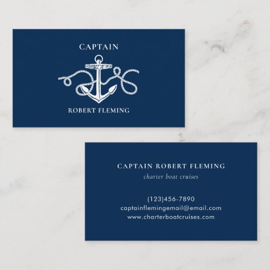 Carte De Visite Boat Captain Nautical Anchor (Devant / Derrière)
