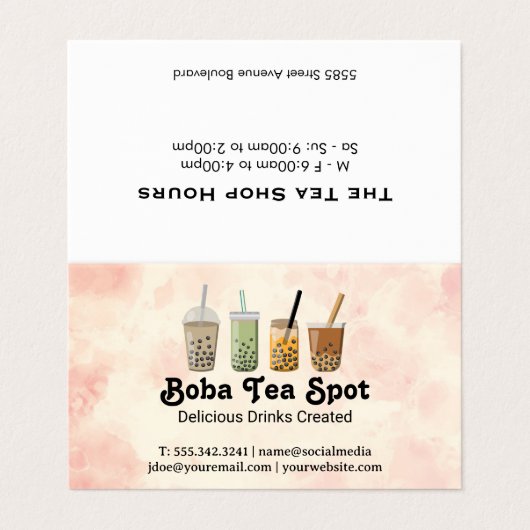 Carte De Visite Boba Tea Drinks Variety (Extérieur déplié)