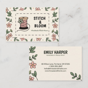 Carte De Visite Bobine de couture florale Modiste Retouches