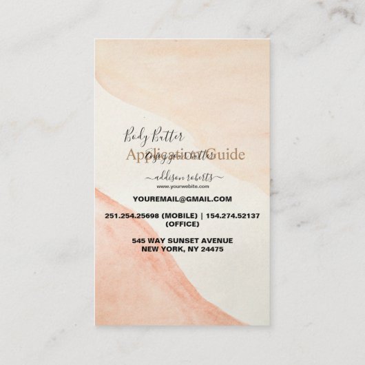Carte De Visite Body Butter Application Guide Modern Professional (Dos)