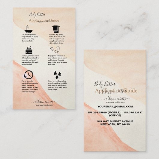 Carte De Visite Body Butter Application Guide Modern Professional (Devant / Derrière)