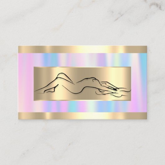 Carte De Visite Body Massage SPA Wellness Code Logo Rose Bleu (Devant)