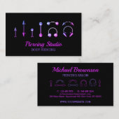 Carte De Visite Body Piercing Studio salon de bijoux rose violet (Devant / Derrière)