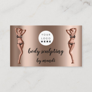 Carte De Visite Body Sclupting Care Logo Rose QR Gold Bikini